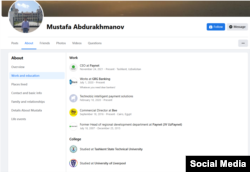 Paynet direktorining Facebook sahifasida uning ish joylari ro‘yxati keltirilgan.