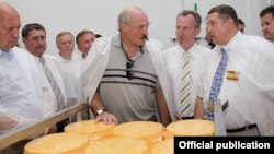 Аляксандар Лукашэнка на Верхнядзьвінскім маслазаводзе, 2011 год