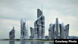 Әзербайжанның жасанды аралдар жобасы. Әлемдегі ең биік ғимарат болуы тиіс Avesta үйінің макеті.  