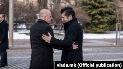 Bulgarian Prime Minister Kiril Petkov (right) and Dimitar Kovacevski, the prime minister of North Macedonia, meet in Sofia ahead of talks on relations between the two countries, which took place on January 25. 