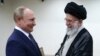 Iranian Supreme Leader Ayatollah Ali Khamenei receives Russian President Vladimir Putin in Tehran on July 19, 2022.