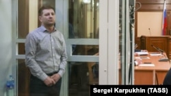 Former Khabarovsk Governor Sergei Furgal attends the announcement of his verdict in a Moscow regional court on February 10.