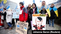 Акція на підтримку України під час засідання Ради із закордонних справ Євросоюзу. Брюссель, 23 січня 2023 року