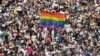 People take part in the Budapest Pride parade in the Hungarian capital on June 28. 