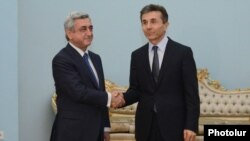 Հայաստանի նախագահ Սերժ Սարգսյանը ընդունում է Վրաստանի վարչապետ Բիձինա Իվանիշվիլիին, Երեւան, 17-ը հունվարի, 2013թ.