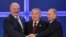 Kazakhstan -- Presidents Alexander Lukashenko of Belarus, Vladimir Putin of Russia, and Nursultan Nazarbayev of Kazakhstan (L-R) pictured after signing an agreement on the formation of the Eurasian Economic Union, at the Palace of Independence, Astana, 29