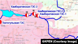 Проектная схема каскада ГЭС «Камбар-Ата»