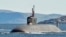 RUSSIA -- MURMANSK REGION, JULY 3, 2020: The K-549 Borei-A-class nuclear-powered ballistic missile submarine Knyaz Vladimir [Prince Vladimir] arrives at Gadzhiyevo naval base of the Russian Northern Fleet. 