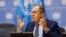 Russian Foreign Minister Sergei Lavrov holds a news conference on the sidelines of the 77th session of the United Nations General Assembly, at UN headquarters on September 24.