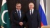 Russian President Vladimir Putin (right) shakes hands with Pakistani Prime Minister Shehbaz Sharif during a meeting on the sidelines of the Shanghai Cooperation Organization summit in Samarkand, Uzbekistan, in September 2022. 