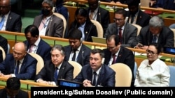 Кыргызстандын президенти Садыр Жапаров БУУнун Башкы ассамблеясынын 77-сессиясынын жалпы дебаттарында, 20-сентябрь 2022-жыл.