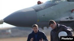 Armenia - Russian Air Force pilots at Erebuni airfield in Yerevan, 14Mar2014.
