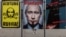 Плакаты с изображением президента России Владимира Путина на выставке. Киев, 9 августа 2022 года