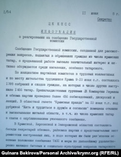 Інформація Володимира Щербицького в ЦК КПРС (червень 1988)