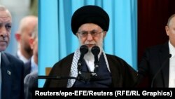 Президент Туреччини Ердоган, верховний лідер Ірану Алі Хаменеї, президент Росії Володимир Путін