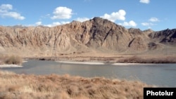 A view of the Arax river marking Armenia's border with Iran.