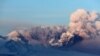 An ash cloud rises from the erupted Shiveluch volcano on the Kamchatka Peninsula in January 2013.