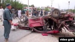 Gunduz şäherinde bomba partlamasynyň bolan ýeri, 27-nji iýul, 2015. 