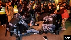 Задержание на акции протеста против мобилизации, Москва, 21 сентября 2022 года