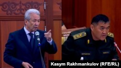 Адахон Мадумаров (аз чап) аз минбари парлумон борҳо бо раиси КДАМ-и Қирғизистон Қамчибек Тошиев баҳсҳо кардааст ва яке аз ташаббускорони муҷозоти ӯ ҳамин ниҳод гуфта мешавад 