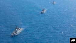 Российские корабли в районе Тартуса 12 сентября 2024 года. Скриншот из видео Минобороны РФ