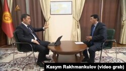Кыргызстандын президенти Садыр Жапаровдун маек берип жаткан учуру.