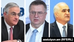 Հայաստանի, Ռուսաստանի և Ադրբեջաի փոխվարչապետներ Մհեր Գրիգորյան, Ալեքսեյ Օվերչուկ և Շահին Մուստաֆաև, կոլաժ, արխիվ