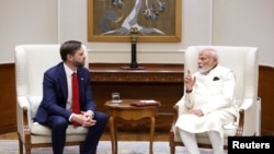 Вице-президент США Джей Ди Вэнс и премьер-министр Индии Нарендра Моди. Дели. 21 апреля, 2025