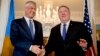 U.S. Secretary of State Mike Pompeo (right) meets with Kosovar President Hashim Thaci at the State Department in Washington on February 26.