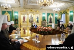 Засідання Священного Синоду РПЦ, яким було утворено «Кримську митрополію». Москва, 7 червня 2022 року