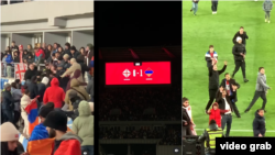 Վրացի երկրպագուները խաղադաշտից իրեր են շպրտում Հայաստանից ժամանած ֆուտբոլասերների ուղղությամբ, Թբիլիսի, 23-ը մարտի, 2025թ․