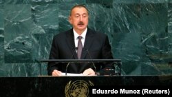 Президент Азербайджана Ильхам Алиев выступает на сессии Генассамблеи ООН, Нью-Йорк, 20 сентября 2017 г.  