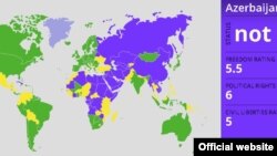 Freedom House түзгөн эркиндиктин картасы. 19-январь, 2012.