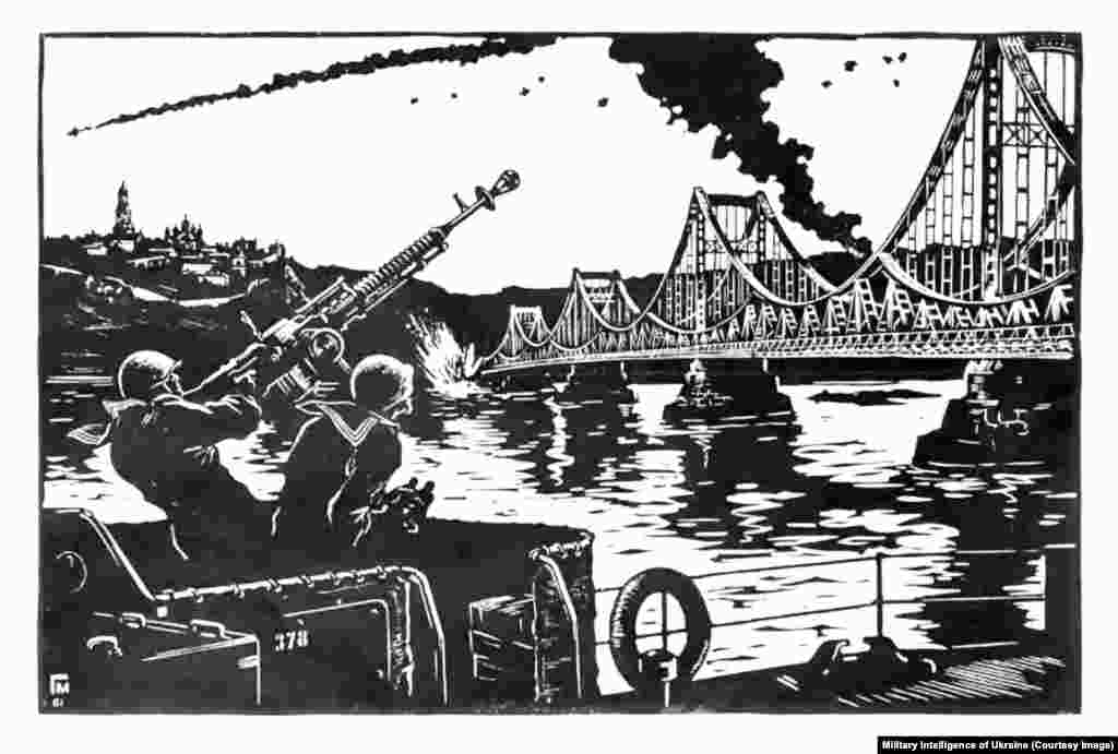  "Мы не позволим" – гравюра украинского художника Георгия Малакова 1961 года, изображающая сражение за Киев во время Второй мировой войны.Эта графика является одной из сотен произведений искусства, которые были каталогизированы искусствоведами. Список был опубликован Главным управлением разведки Минобороны Украины 11 ноября. Эта дата знаменует третью годовщину освобождения Украиной части Херсонской области от российских войск в 2022 году.