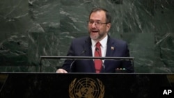 ایوان گیل پینتو، وزیر خارجه ونزوئلا، در نشست هشتادم مجمع عمومی سازمان ملل در مقر سازمان ملل. جمعه ۴ مهر
