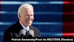 АКШнын 46-президенти Жо Байден салтанаттуу сөзү менен чыгып сүйлөөдө. 2021-жылдын 20-январы.