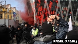 Пратэсты каля прадстаўніцтва Эўразьвязу ў Сафіі 22 лютага