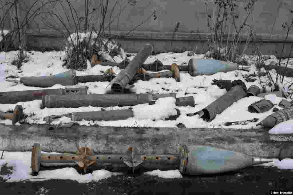 Illovaisk township, Donetsk region, Ukrain. The cluster warheads that hit the town.