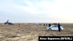 Место крушения самолета Azerbaijan Airlines под Актау. 27 декабря 2024 года