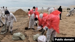 Волонтери збирають мазут лопатами, Краснодарський край РФ