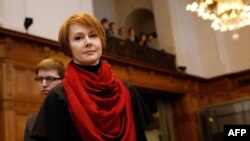 Заступник міністра закордонних справ України Олена Зеркаль у Міжнародному суді ООН, який розглядає позов проти Росії. Гаага, 6 березня 2017 року