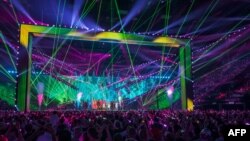 Фінскі гурт Kaj, які прадстаўляе Швэцыю з песьняй «Bara Bada Bastu», выступае падчас генэральнай рэпэтыцыі