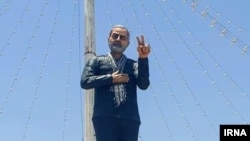 مجسمه قاسم سلیمانی، فرمانده سابق سپاه قدس، در شهر جیرفت در استان کرمان