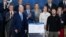 Президент США Джо Байден и президент Украины Владимир Зеленский на сцене с другими лидерами стран НАТО в Вашингтоне. США, 11 июля 2024 года