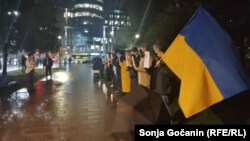 Акция российских антивоенных активистов в Белграде