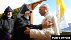 Italy - Pope Leo XIV meets Catholicos of All Armenians Garegin II at his residence in Castel Gandolfo near Rome, September 16, 2025.