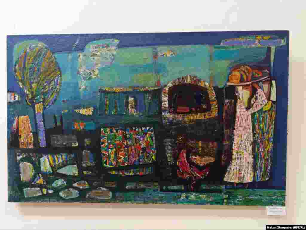 Мирзираимовдун &quot;Кошунамдын үйү&quot; аталган эмгеги. Автор эмгектерин эркин темаларда иштеп, абстракция, авангард, модерн стилдерине басым жасайт. Анын сүрөттөрүндө түс негизги роль ойнойт. Башкача айтканда ал түстөрдү чебер колдонуп, айкалыштырып, гармония жарата алганы менен көркөм өнөр чөйрөсүндө таанымал.