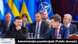 Литва, Вільнюс, 2 червня 2025 року, саміт «Бухарестської дев’ятки». У першому ряду: президент України Володимир Зеленський (л) та президент Румунії Нікушор Дан (п)