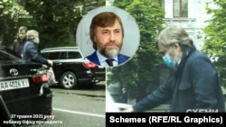 З першої автівки вийшов чоловік з охоронцем і пересів у другу – це був один з найближчих бізнес-партнерів Ахметова та народний депутат Вадим Новинський