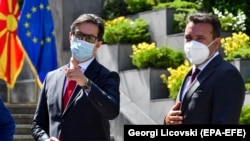 Both North Macedonia's president, Stevo Pendarovski (left), and prime minister Zoran Zaev (right), expressed support for the Pride event. (file photo)